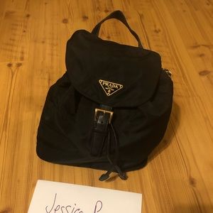 Black Prada Nylon and Leather Backpack